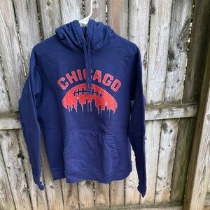 Chicago Bears Football Cityscape Pullover Hoodie pocket drawstring L